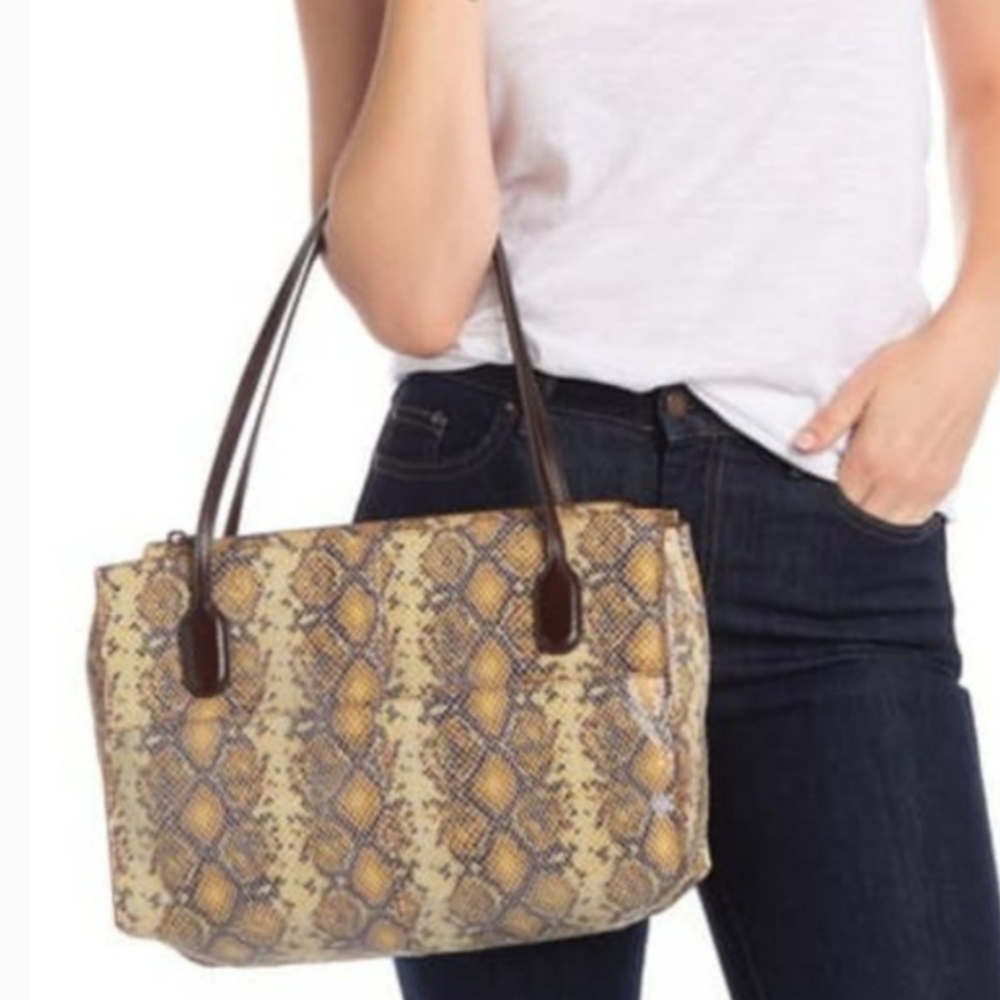 HOBO Friar Snakeskin Print Leather Tote